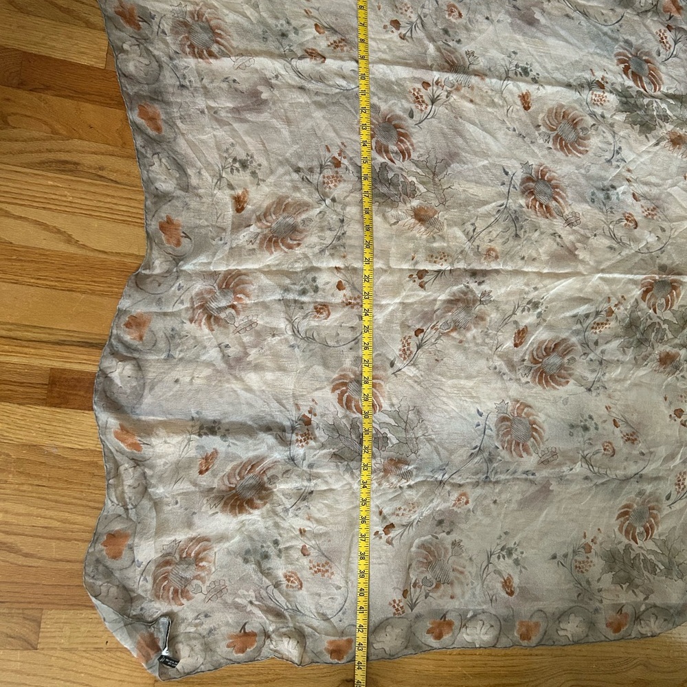 Giorgio Armani Silk Gray and Orange Floral Fabric Scarf